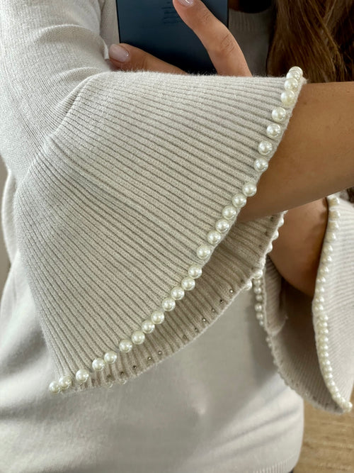 Chic Pearl Top Εκρού